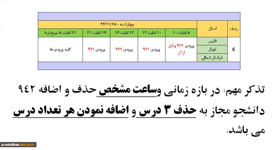 تاریخ حذف و اضافه 2