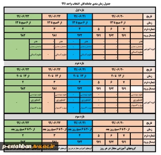 برنامه زمانبندی تمدید انتخاب واحد 991