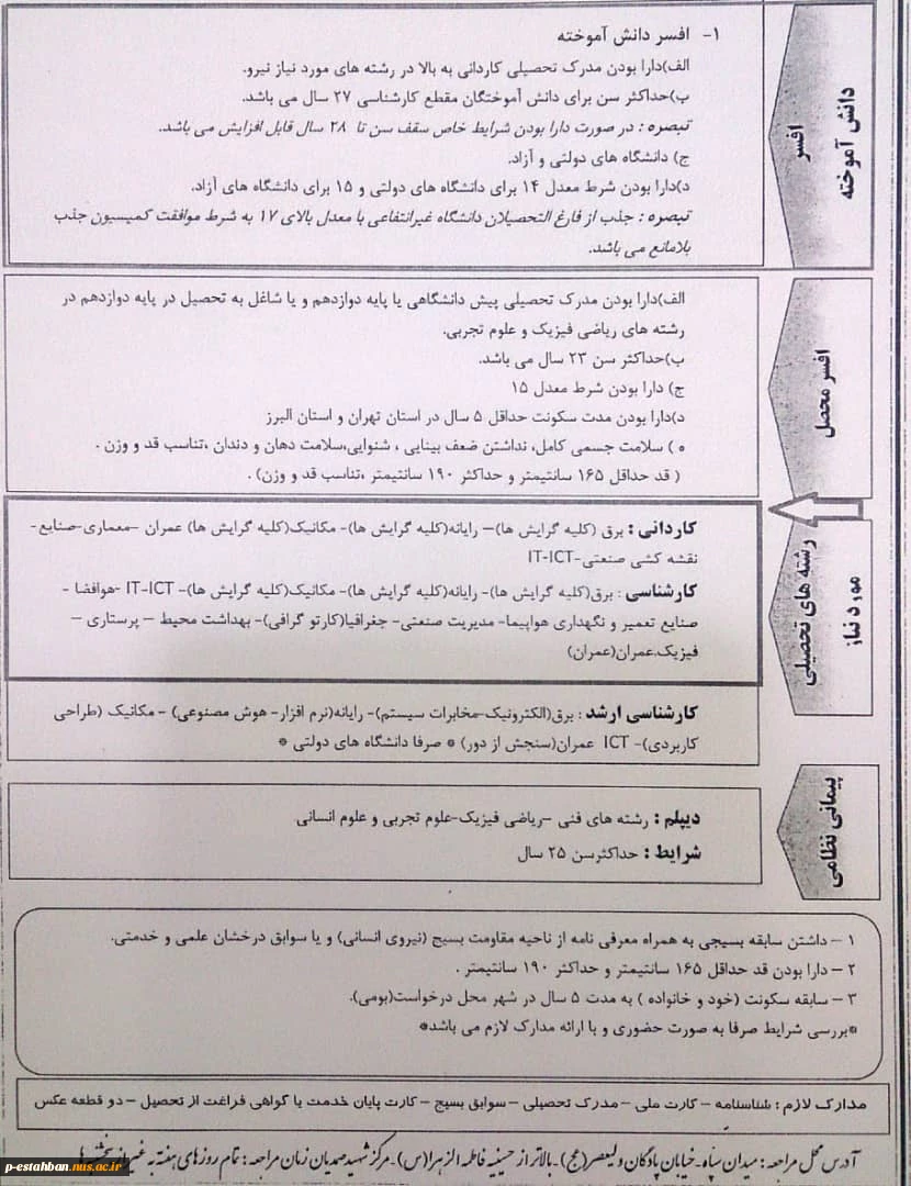 اطلاعیه متقاضیان جویای کاردرنیروی هوافضای سپاه پاسداران 2